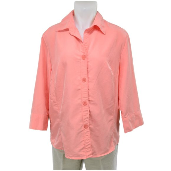 Apparenza Vintage Coral Button Up Blouse (L) - Picture 1 of 2
